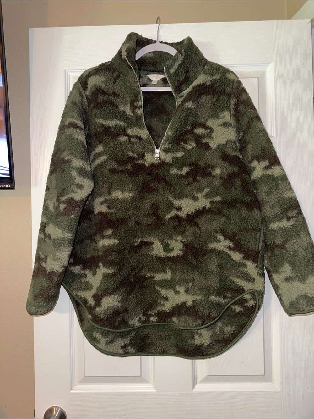 Terra & Sky Olive Green Camo Sherpa Half-Zip Pullover